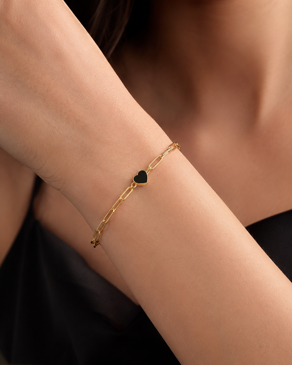 Chic Black Heart Bracelet